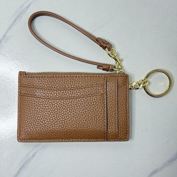 NWOT 100% Cow Leather Cardholder And Wallet With Keychain And Strap Clasp Brown - Picture 4 of 6